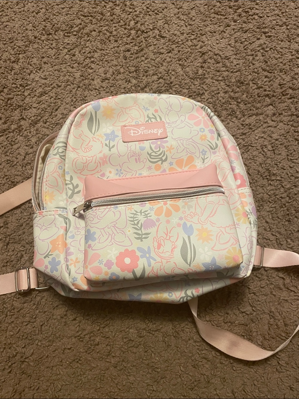 Disney Pastel Floral Mini Backpack - Pink, Cream & Light Blue